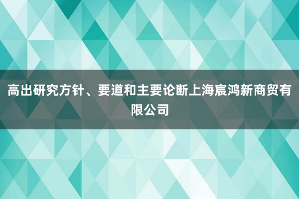 高出研究方针、要道和主要论断上海宸鸿新商贸有限公司