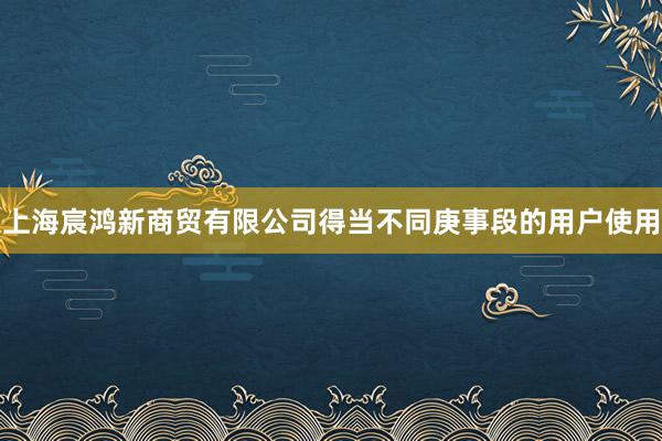上海宸鸿新商贸有限公司得当不同庚事段的用户使用